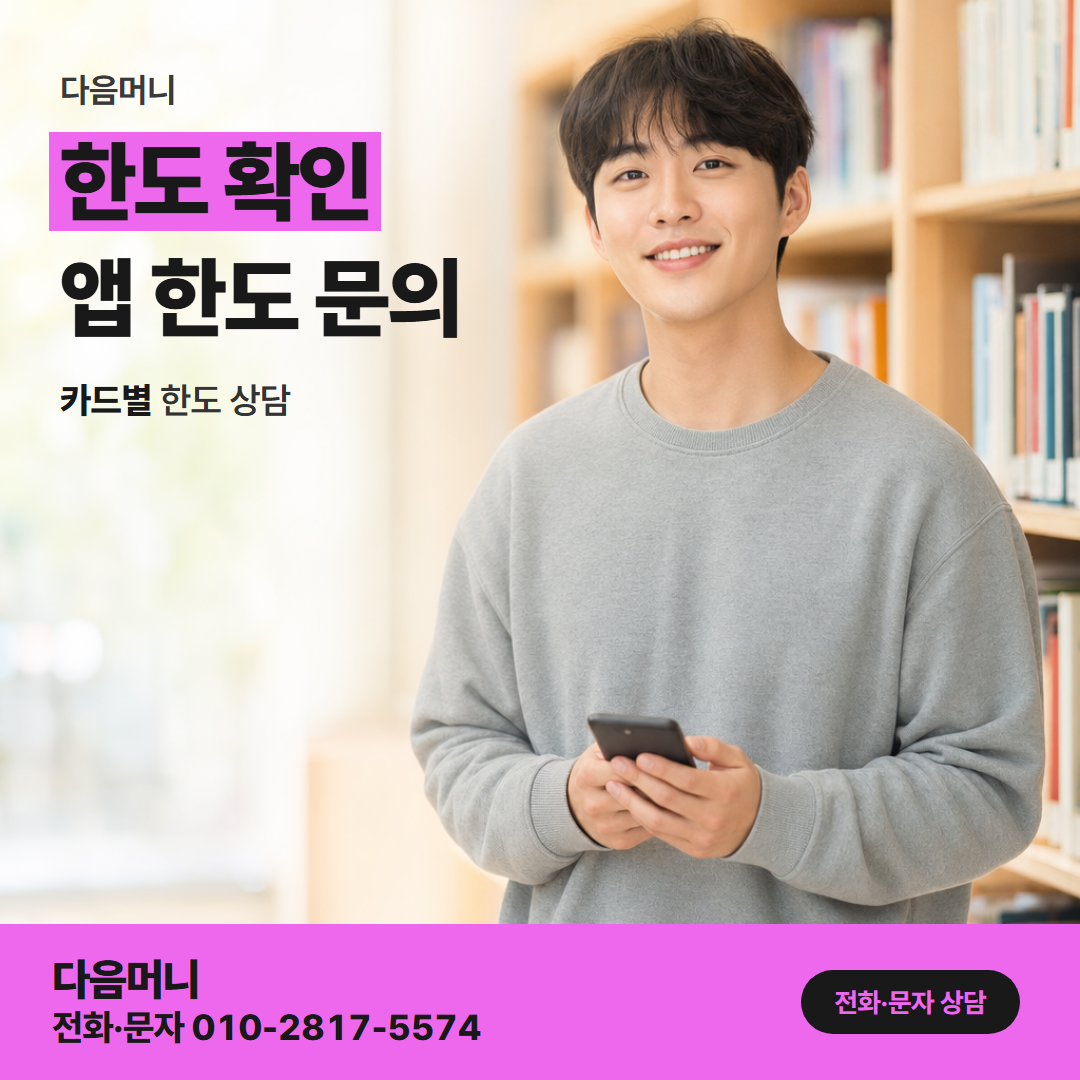 다음머니 제주카드깡 카드사 앱 조회 화면