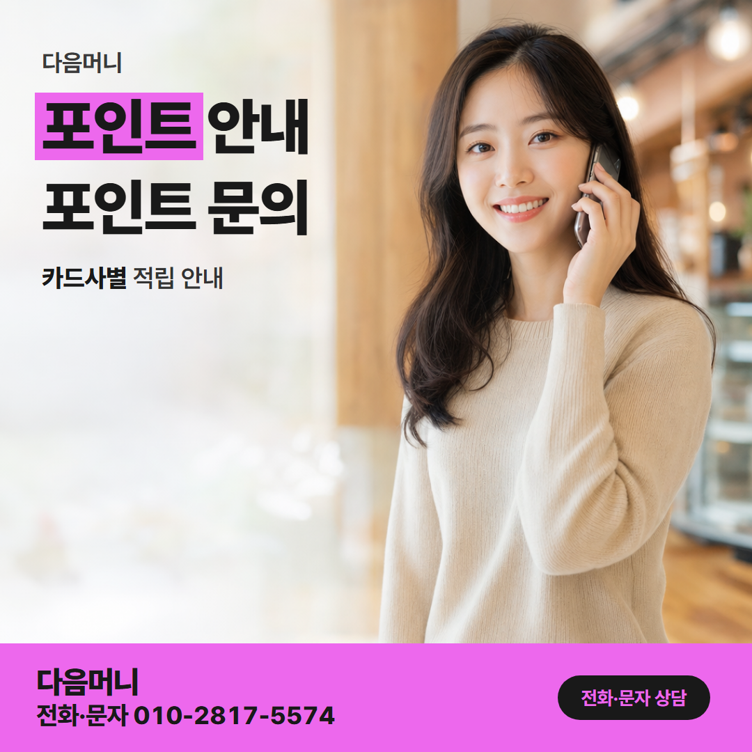 다음머니 제주카드깡 적립 내역